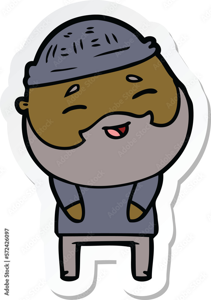 sticker of a cartoon happy bearded man sticker of a cartoon happy bearded man