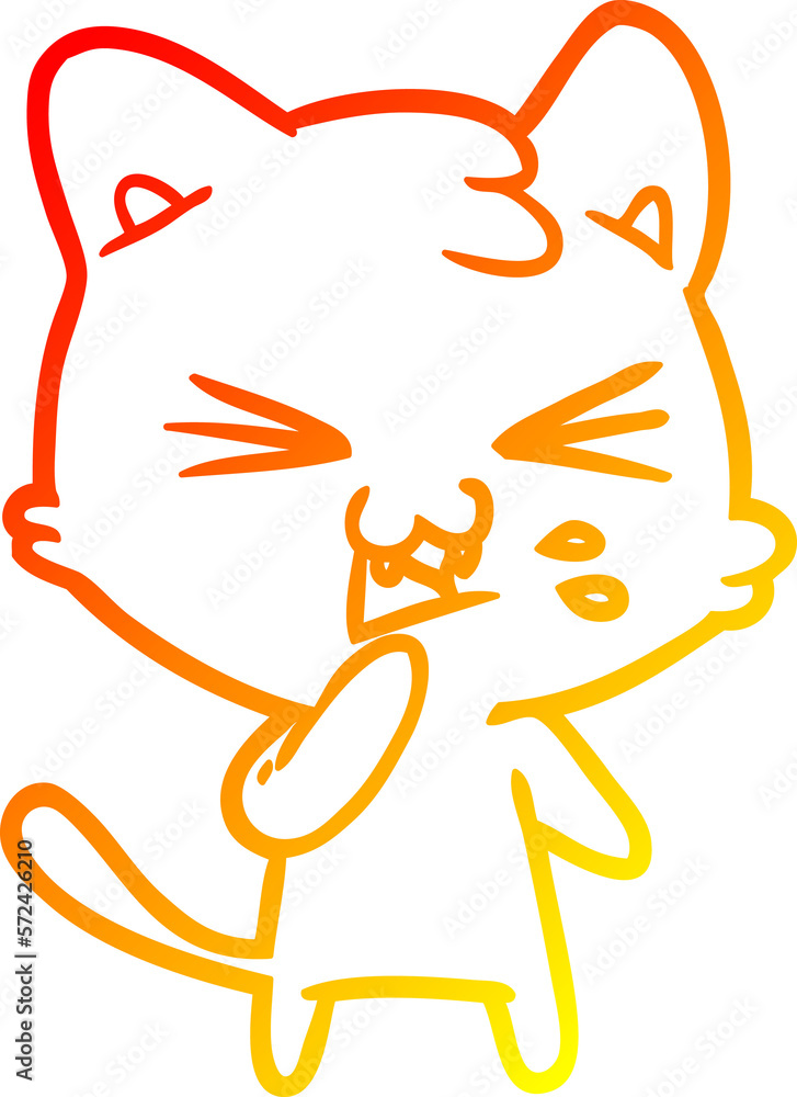 warm gradient line drawing cartoon cat hissing warm gradient line drawing cartoon cat hissing