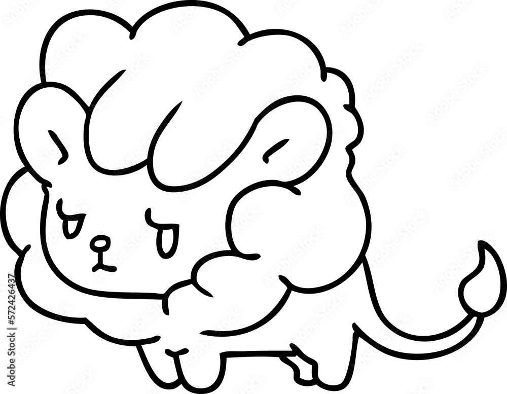 line drawing kawaii cute lion cub line drawing kawaii cute lion cub