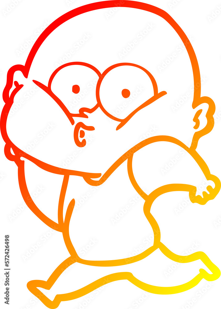 Obraz premium warm gradient line drawing cartoon bald man staring