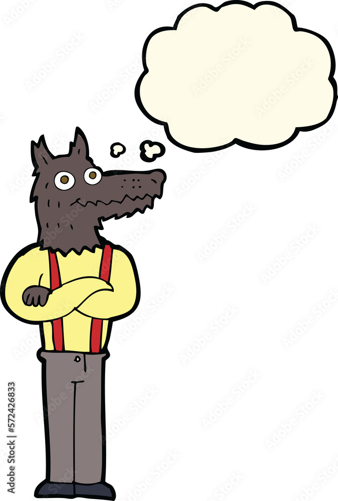 cartoon funny werewolf with thought bubble cartoon funny werewolf with thought bubble
