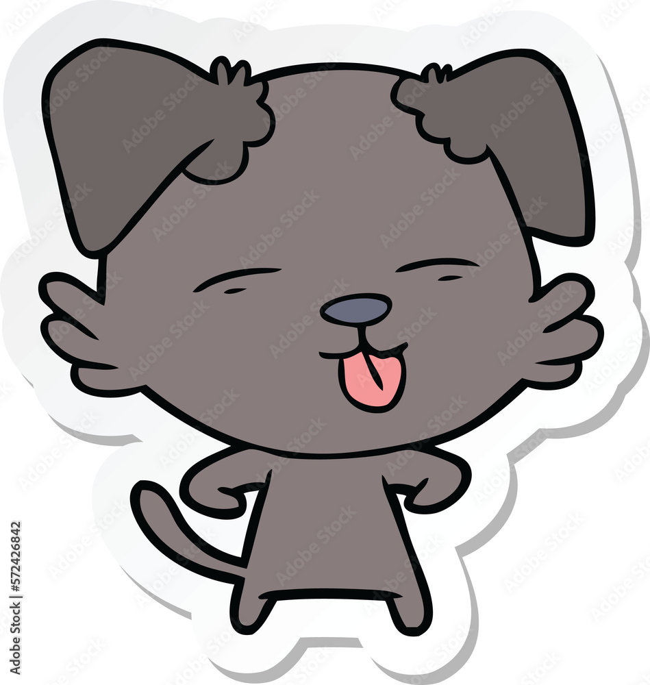 sticker of a cartoon dog sticking out tongue sticker of a cartoon dog sticking out tongue