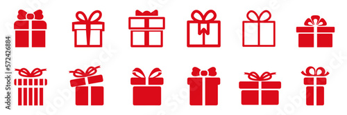 Gift set different icon, collection gift signs - vector