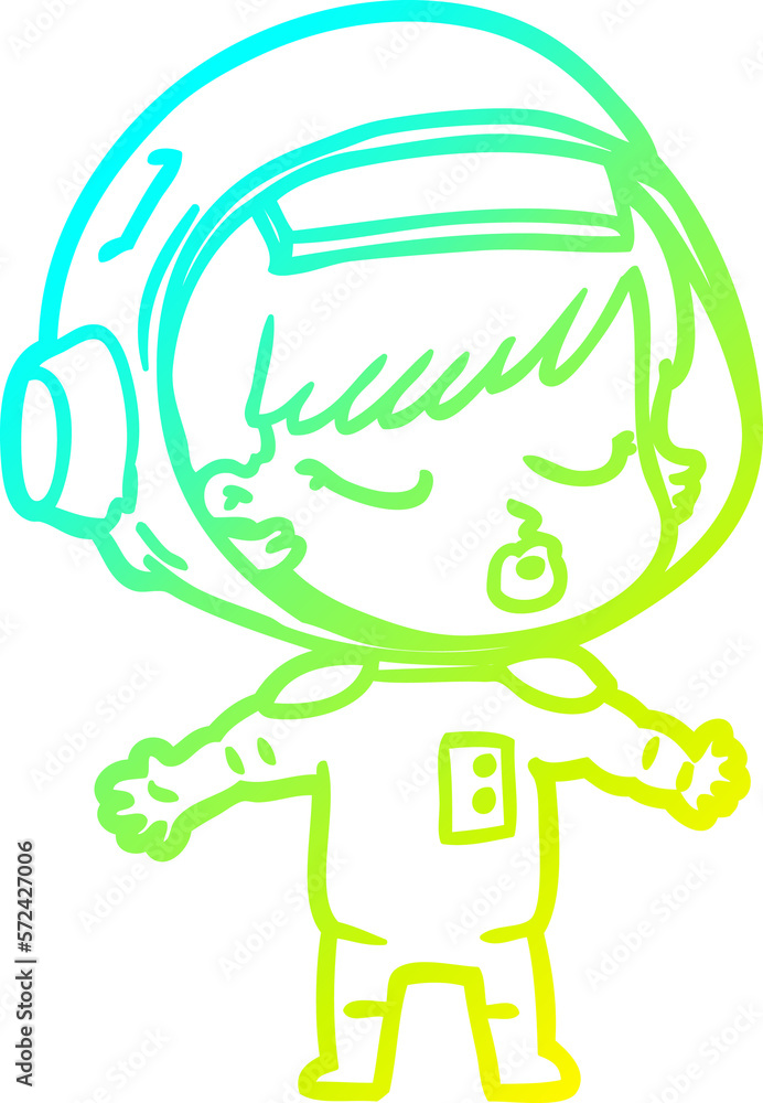 cold gradient line drawing cartoon pretty astronaut girl cold gradient line drawing cartoon pretty astronaut girl