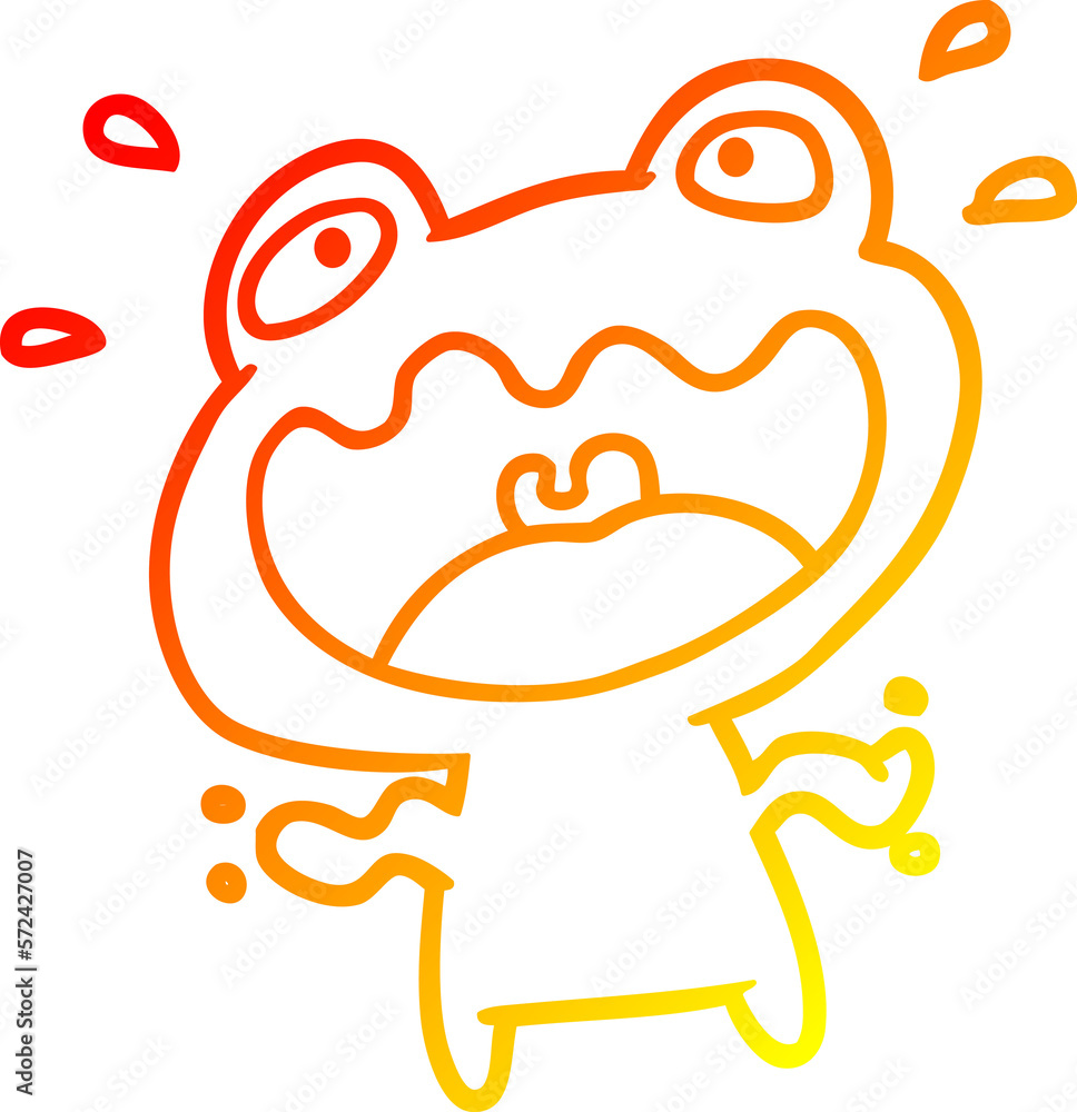 warm gradient line drawing cute frog frightened warm gradient line drawing cute frog frightened