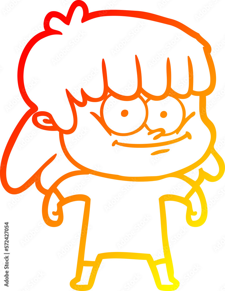 warm gradient line drawing cartoon smiling woman warm gradient line drawing cartoon smiling woman