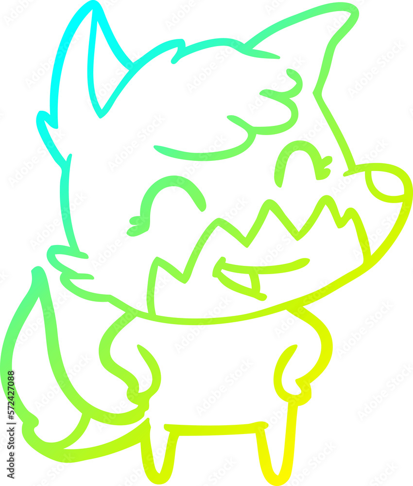 cold gradient line drawing happy cartoon fox cold gradient line drawing happy cartoon fox