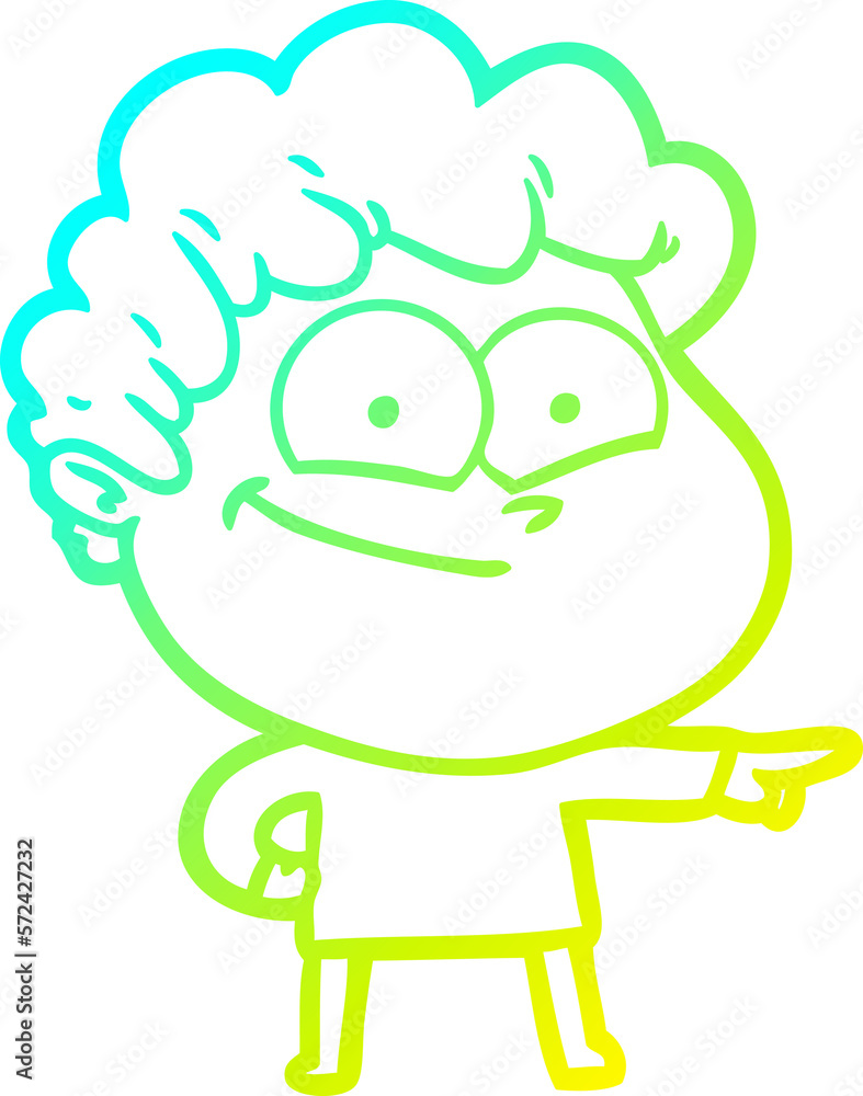 cold gradient line drawing cartoon happy man cold gradient line drawing cartoon happy man