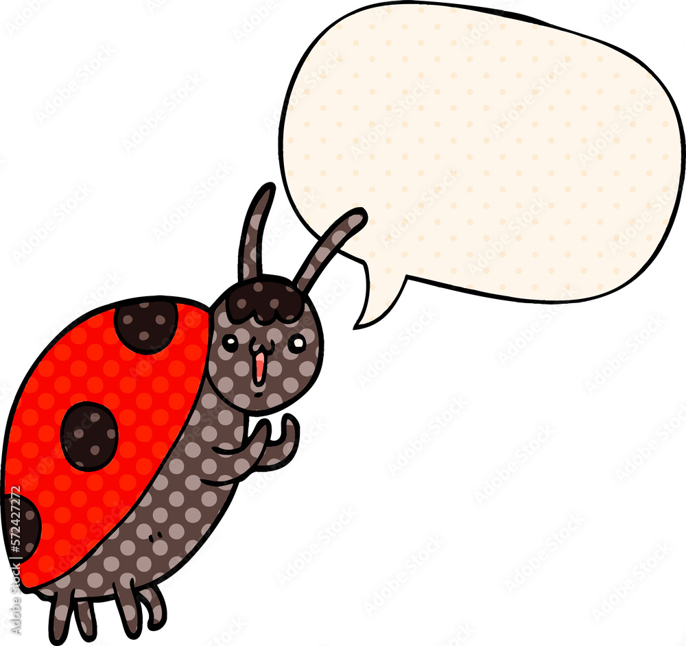 cute cartoon ladybug and speech bubble in comic book style cute cartoon ladybug and speech bubble in comic book style
