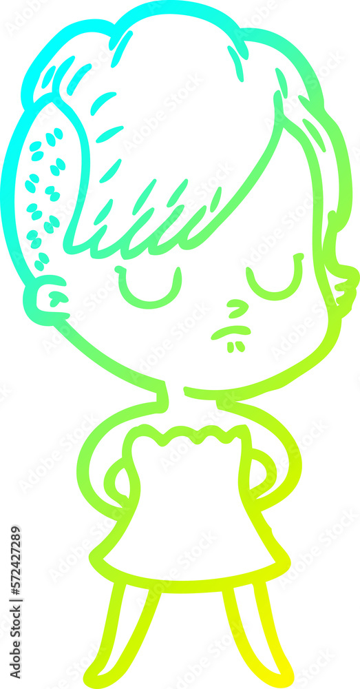 cold gradient line drawing cartoon woman cold gradient line drawing cartoon woman