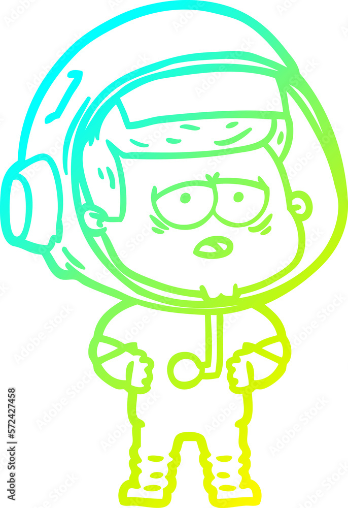 cold gradient line drawing cartoon tired astronaut cold gradient line drawing cartoon tired astronaut