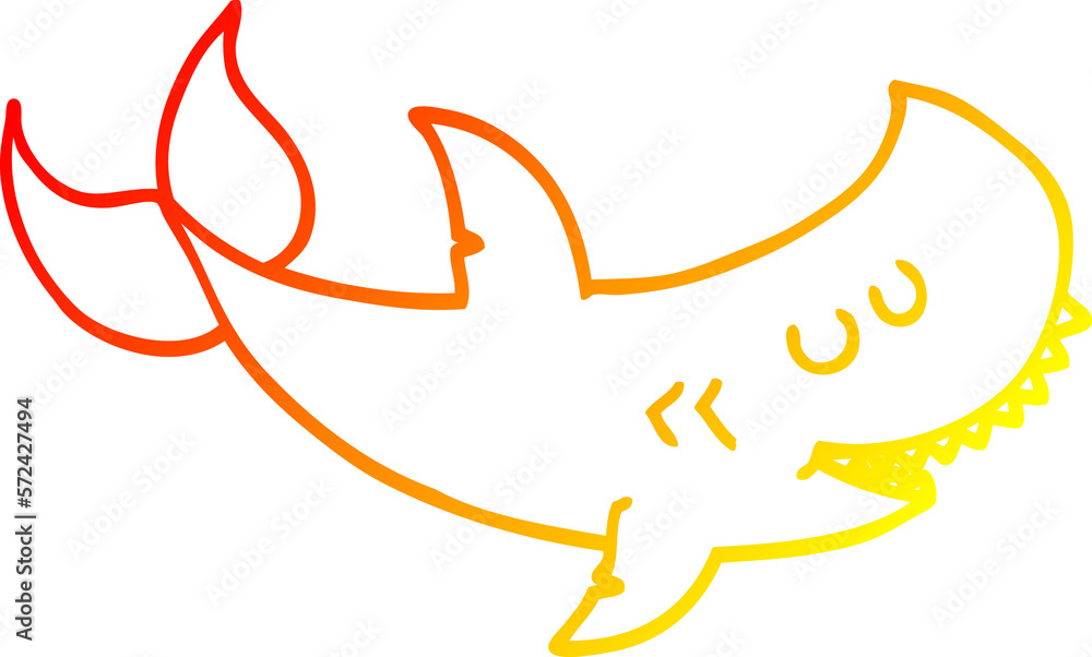 Obraz premium warm gradient line drawing cartoon shark