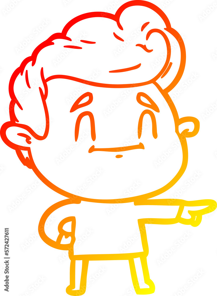 warm gradient line drawing happy cartoon man pointing warm gradient line drawing happy cartoon man pointing