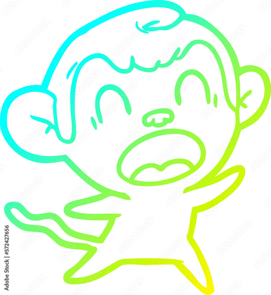 cold gradient line drawing shouting cartoon monkey cold gradient line drawing shouting cartoon monkey