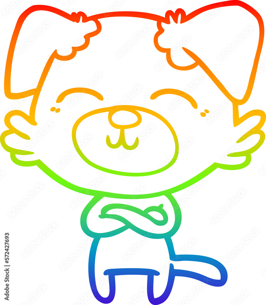 rainbow gradient line drawing cartoon dog crossing arms rainbow gradient line drawing cartoon dog crossing arms