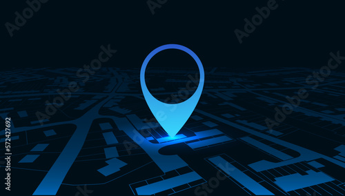 Night GPS navigator location on city map, from place to place – for stock