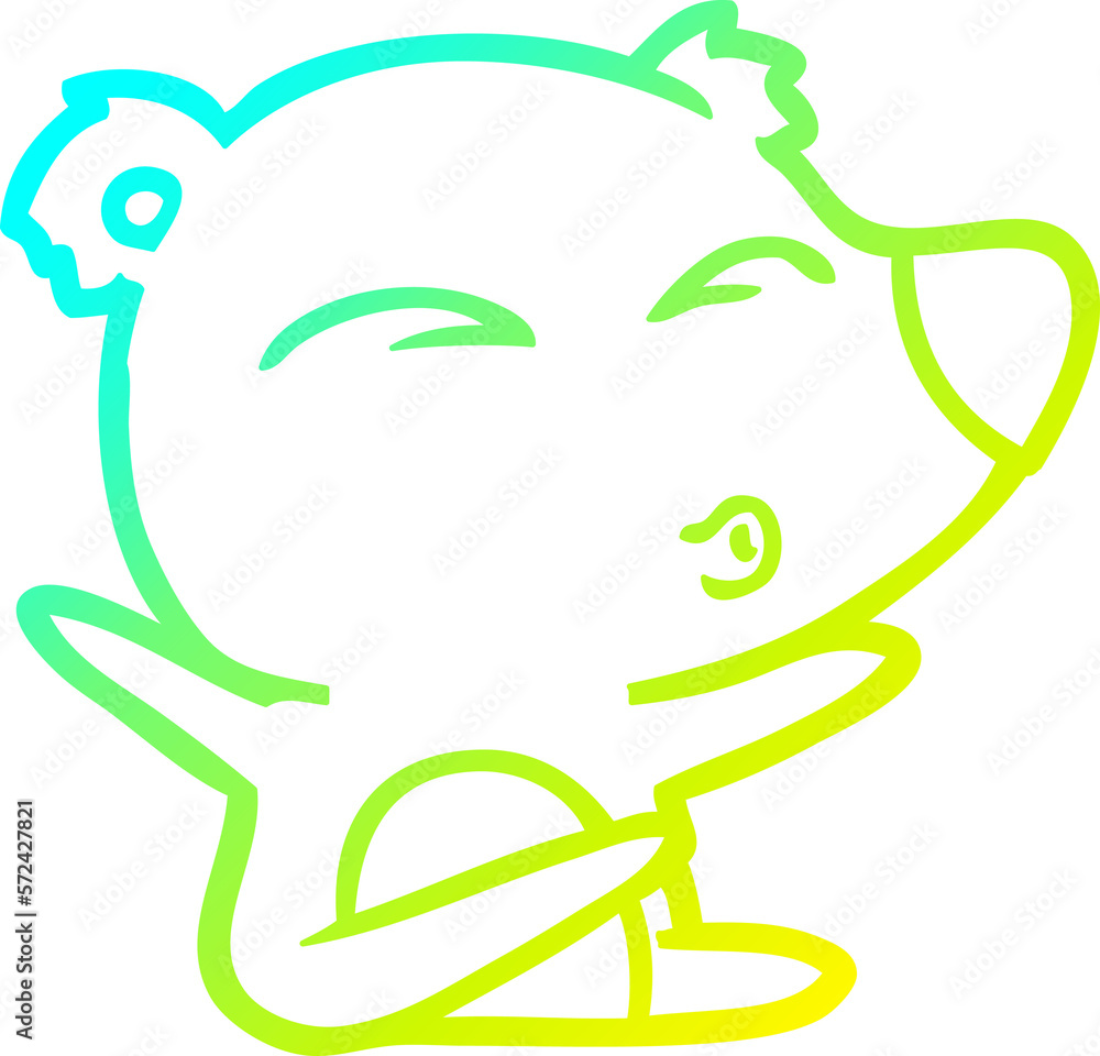 cold gradient line drawing cartoon whistling bear cold gradient line drawing cartoon whistling bear