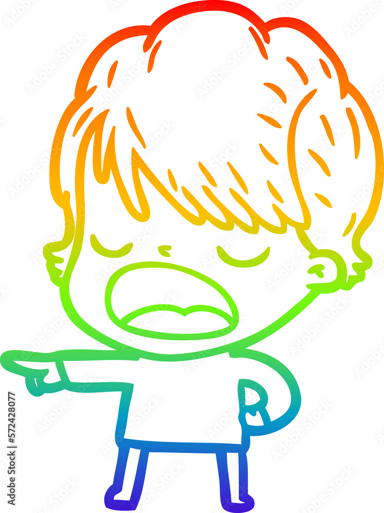 rainbow gradient line drawing cartoon woman talking rainbow gradient line drawing cartoon woman talking