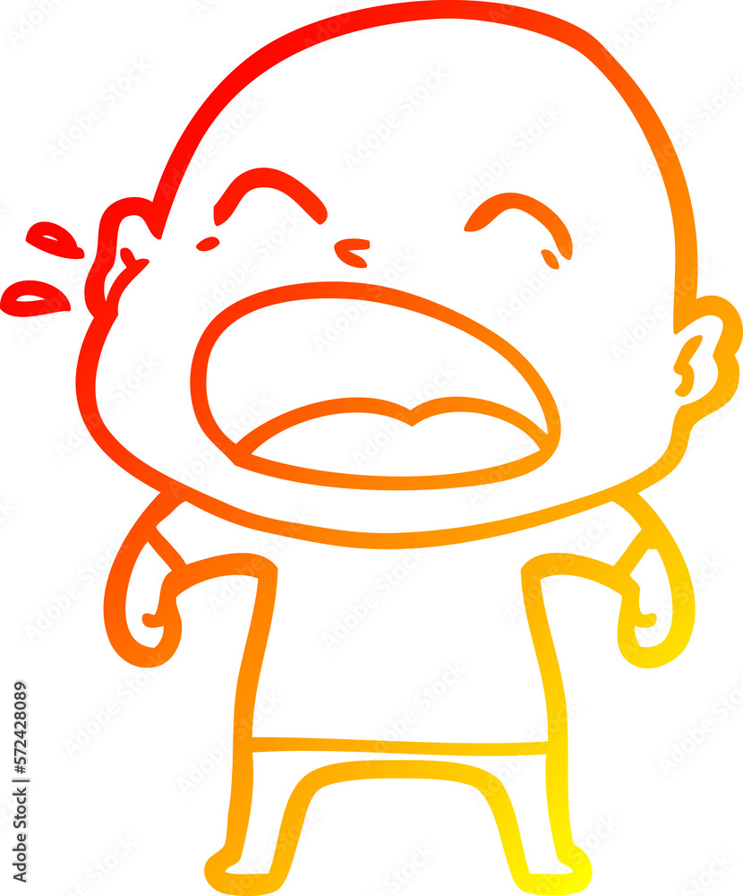 warm gradient line drawing cartoon shouting bald man warm gradient line drawing cartoon shouting bald man