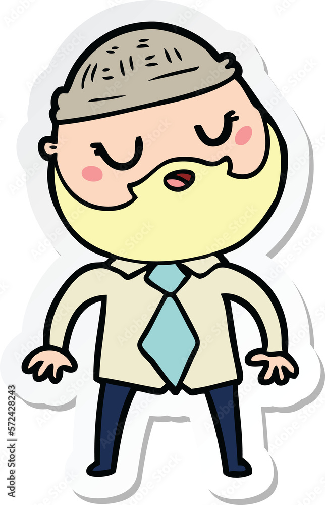 sticker of a cute cartoon man with beard sticker of a cute cartoon man with beard