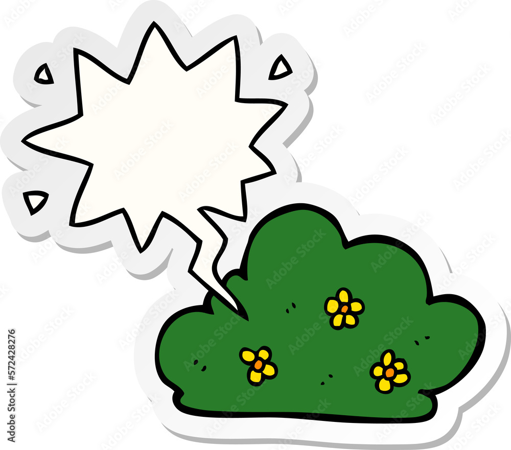 cartoon hedge and speech bubble sticker