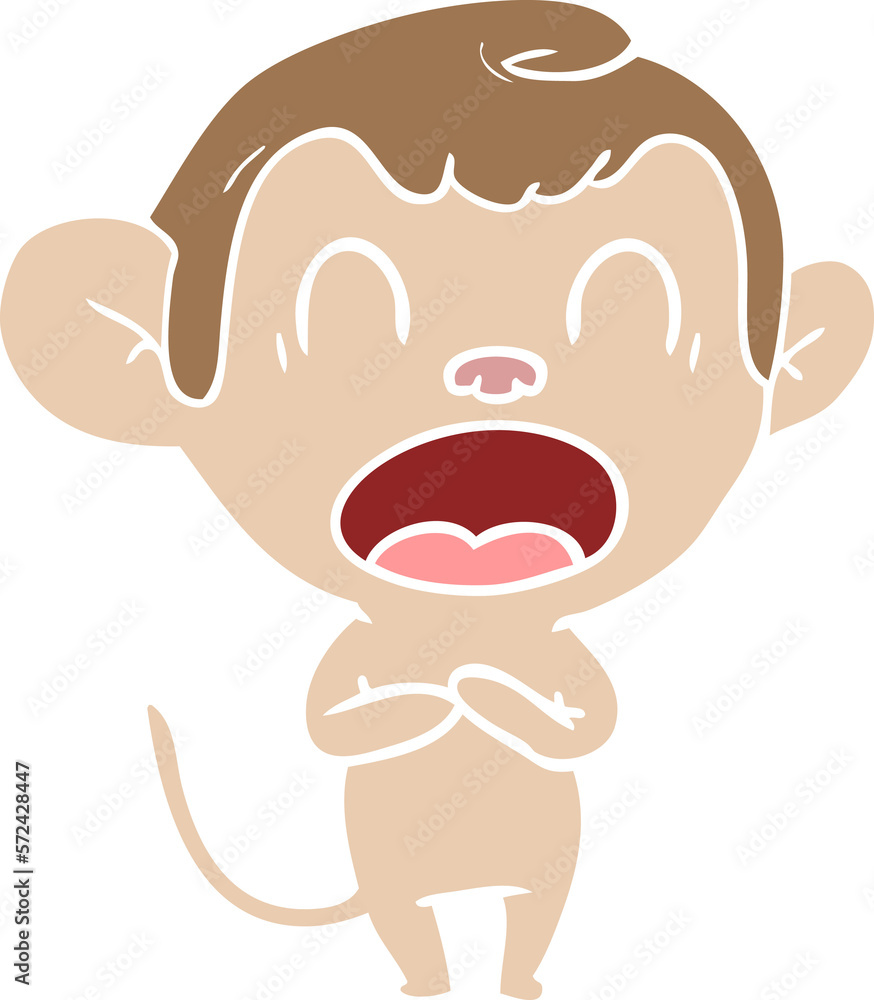 yawning flat color style cartoon monkey yawning flat color style cartoon monkey