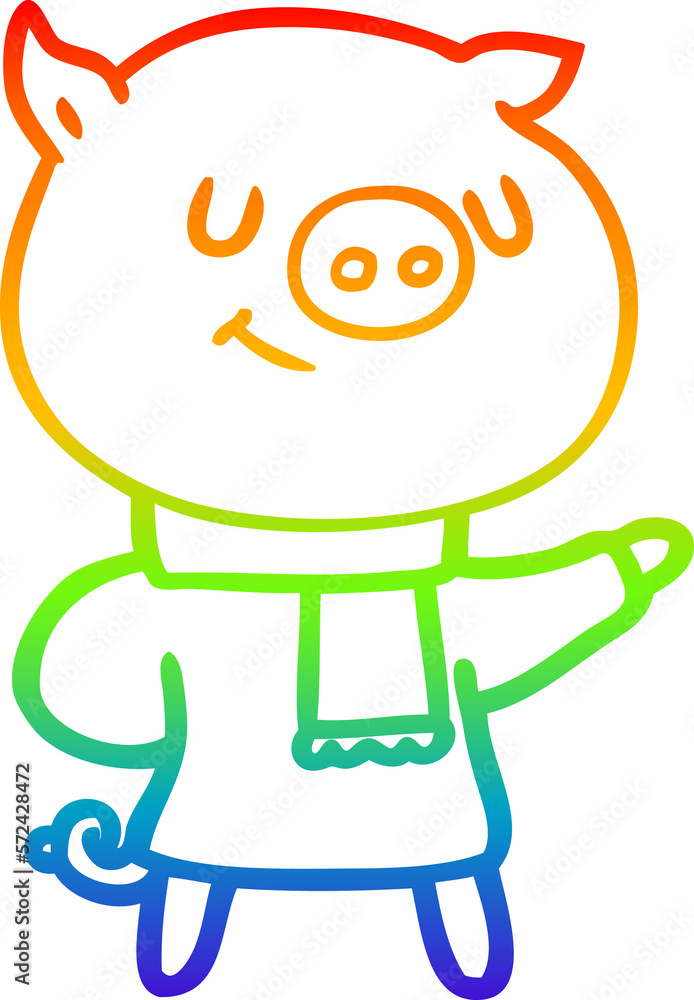 rainbow gradient line drawing happy cartoon pig rainbow gradient line drawing happy cartoon pig