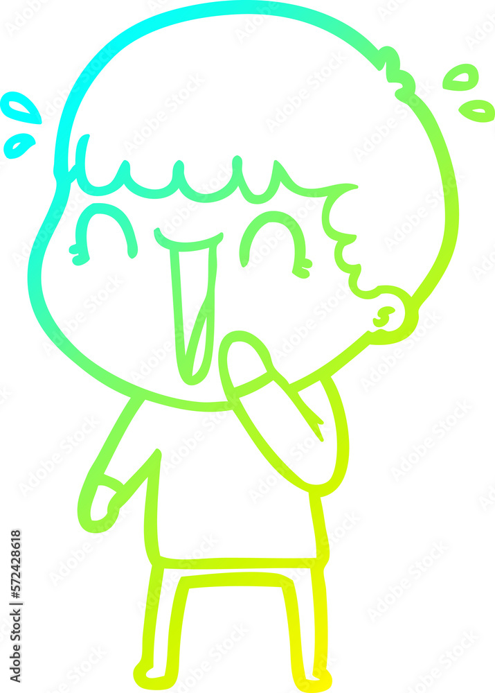 cold gradient line drawing laughing cartoon man cold gradient line drawing laughing cartoon man