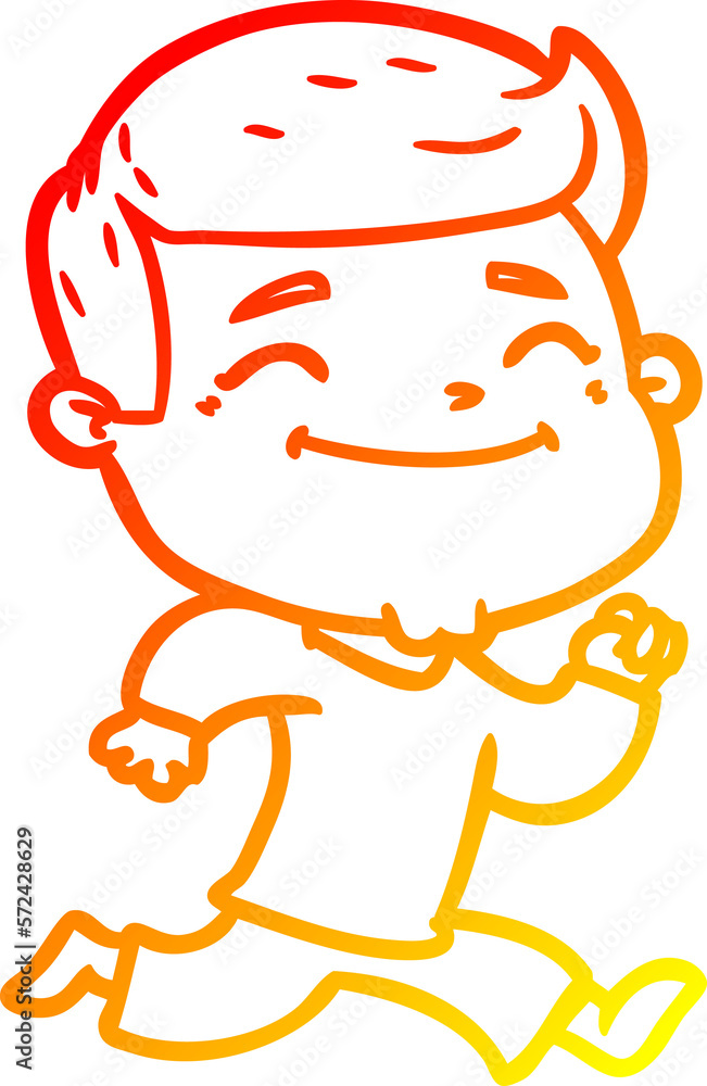 warm gradient line drawing happy cartoon man running warm gradient line drawing happy cartoon man running