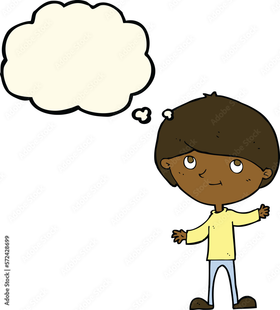 cartoon happy boy with thought bubble cartoon happy boy with thought bubble