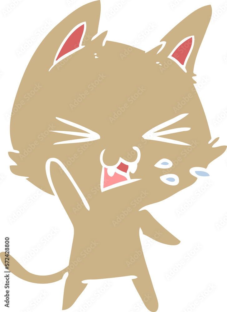 flat color style cartoon cat hissing flat color style cartoon cat hissing
