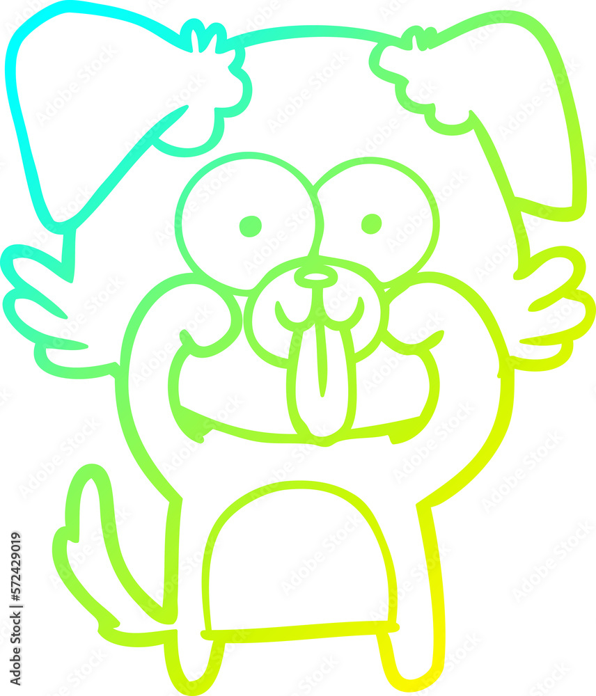 Fototapeta premium cold gradient line drawing cartoon dog with tongue sticking out