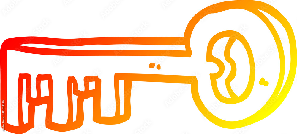 warm gradient line drawing cartoon metal key warm gradient line drawing cartoon metal key