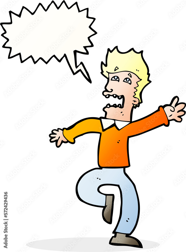 cartoon man panicking with speech bubble cartoon man panicking with speech bubble