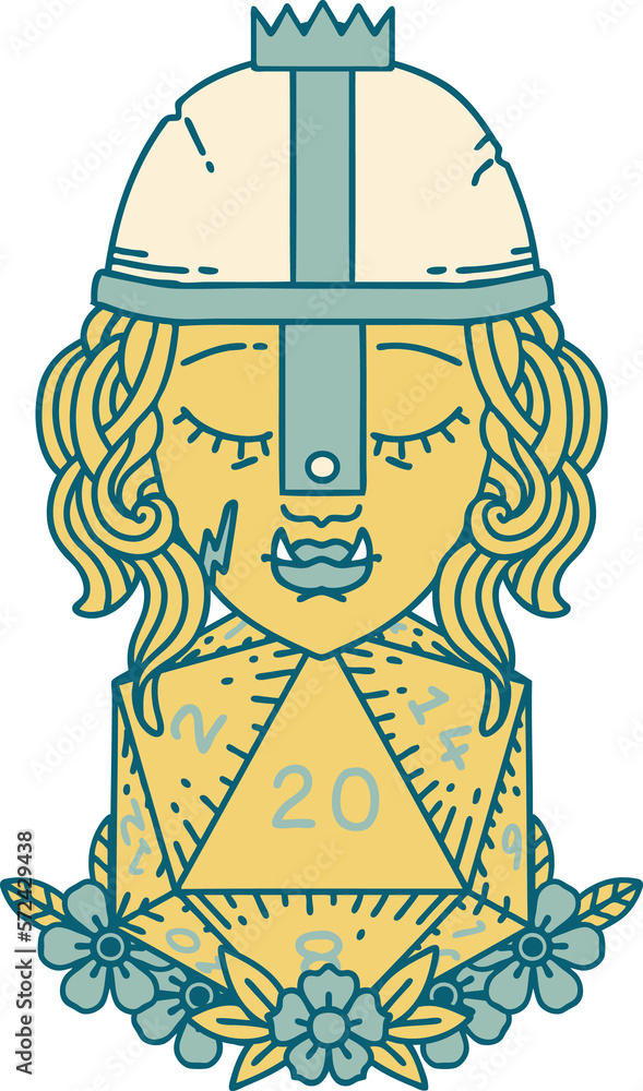 orc fighter character with natural twenty dice roll illustration orc fighter character with natural twenty dice roll illustration
