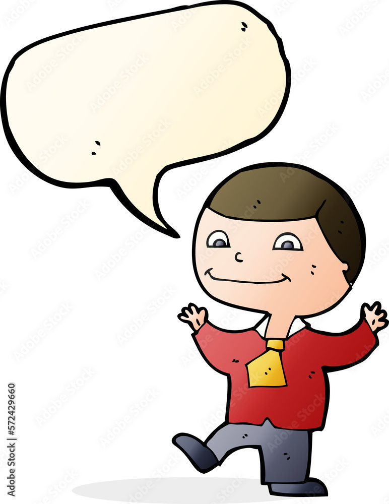 cartoon happy boy with speech bubble cartoon happy boy with speech bubble