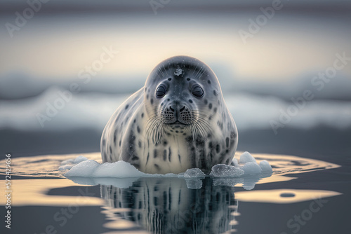 A seal on an ice, generative AI