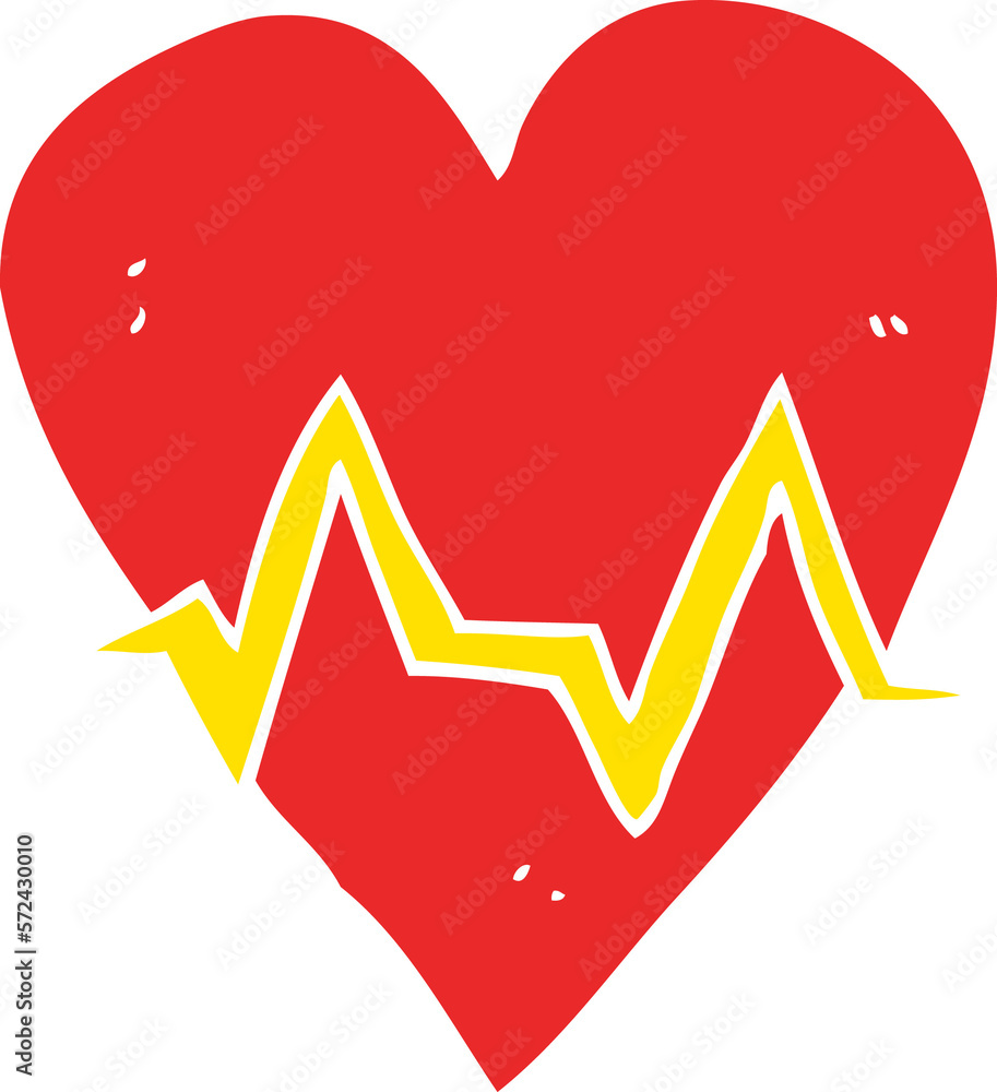 flat color illustration of a cartoon heart rate pulse symbol flat color illustration of a cartoon heart rate pulse symbol