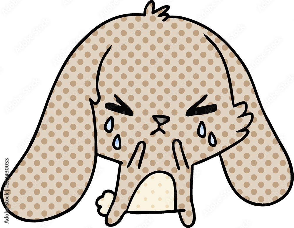 Obraz premium cartoon of cute kawaii sad bunny