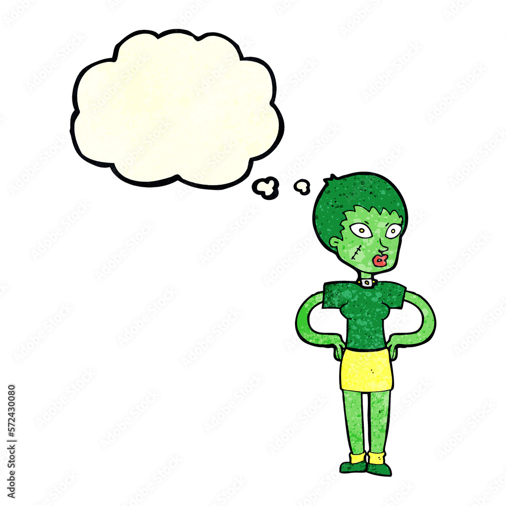 cartoon halloween girl with thought bubble cartoon halloween girl with thought bubble