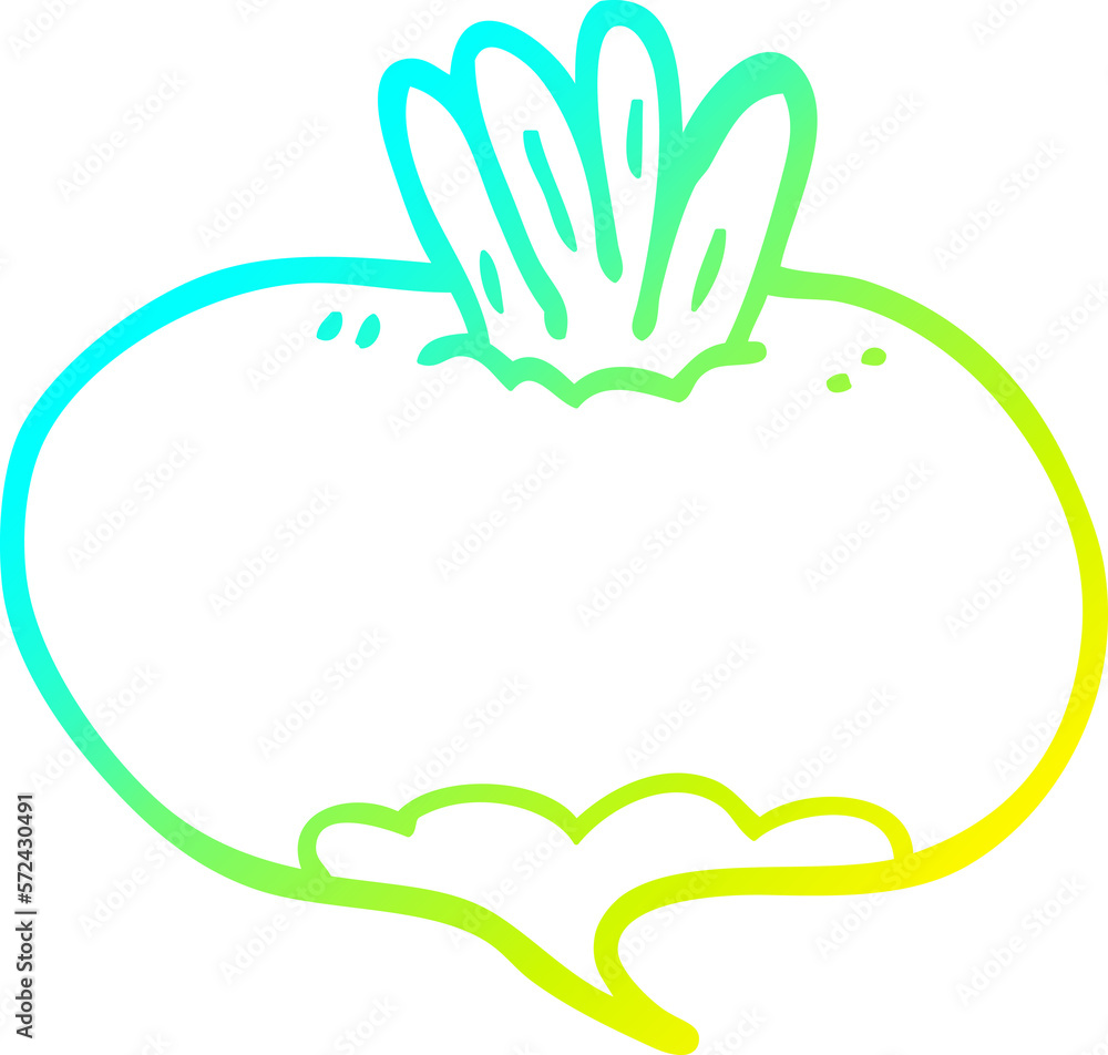 Obraz premium cold gradient line drawing cartoon turnip