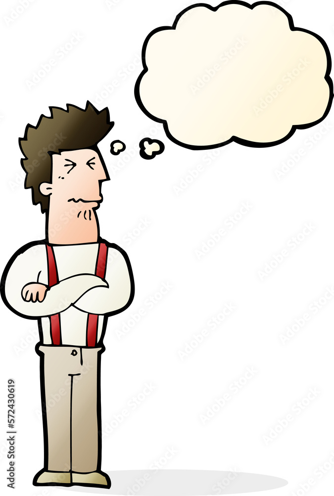 cartoon annoyed man with thought bubble cartoon annoyed man with thought bubble