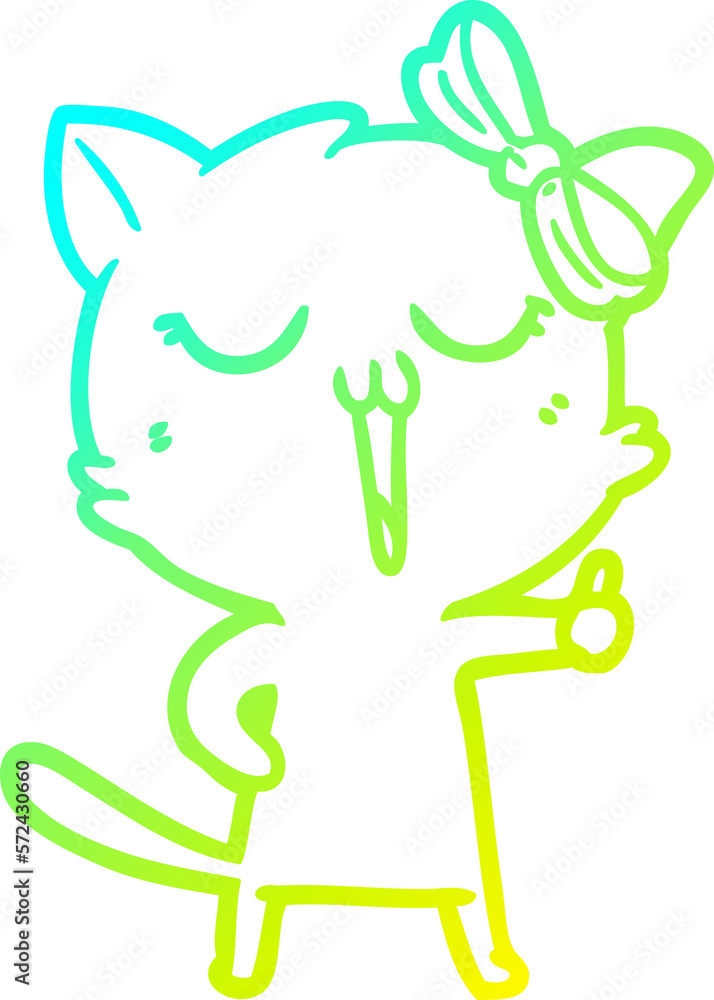 cold gradient line drawing cartoon cat cold gradient line drawing cartoon cat