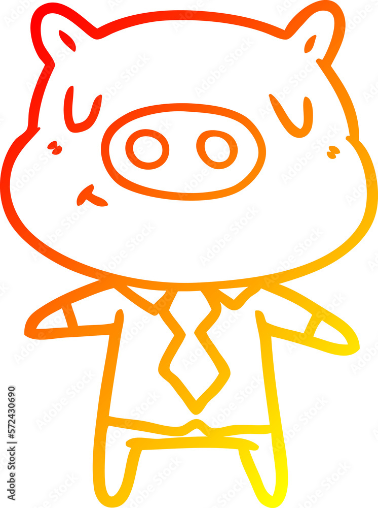 warm gradient line drawing cartoon content pig in shirt and tie warm gradient line drawing cartoon content pig in shirt and tie