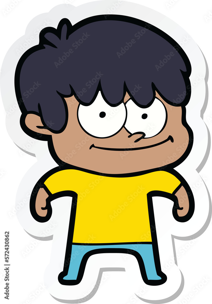 sticker of a happy cartoon man sticker of a happy cartoon man