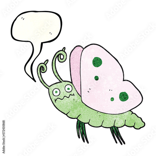 speech bubble textured cartoon funny butterfly