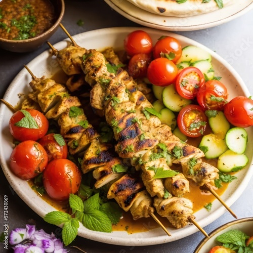 Skewered meat barbecue, charcoal-grilled kebab, outdoor skewer cooking, Kafta, ground meat skewers, Russian shashlik, GENERATIVE AI