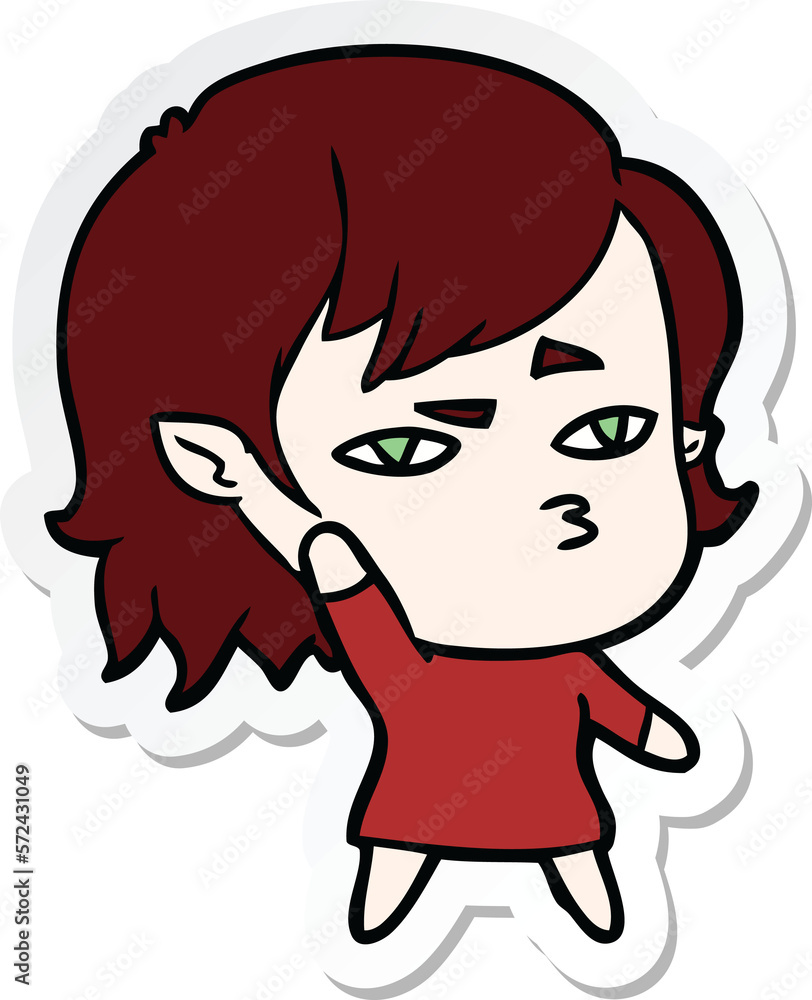 sticker of a cartoon vampire girl sticker of a cartoon vampire girl