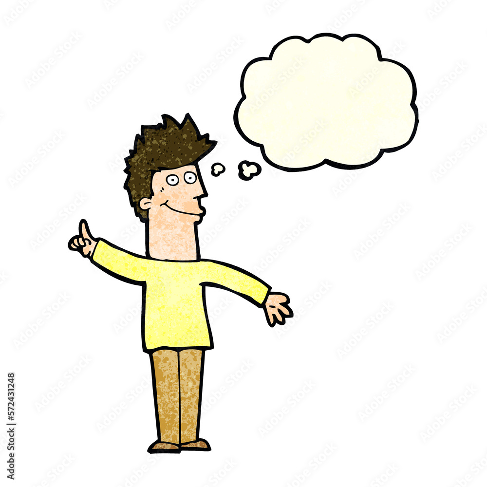 cartoon man with idea with thought bubble cartoon man with idea with thought bubble