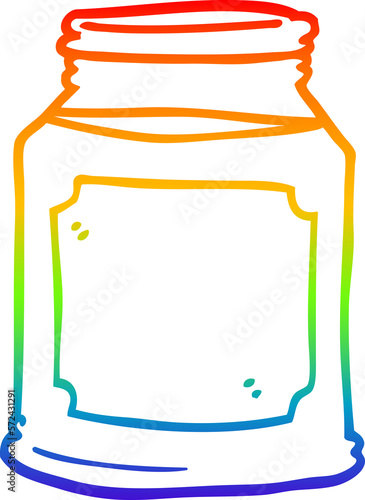 rainbow gradient line drawing cartoon liquid in a jar